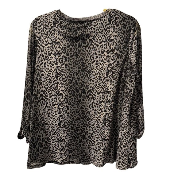 Roz & Ali Womens Leopard Print Blouse Sz XL Polyester Spandex - Picture 7 of 11